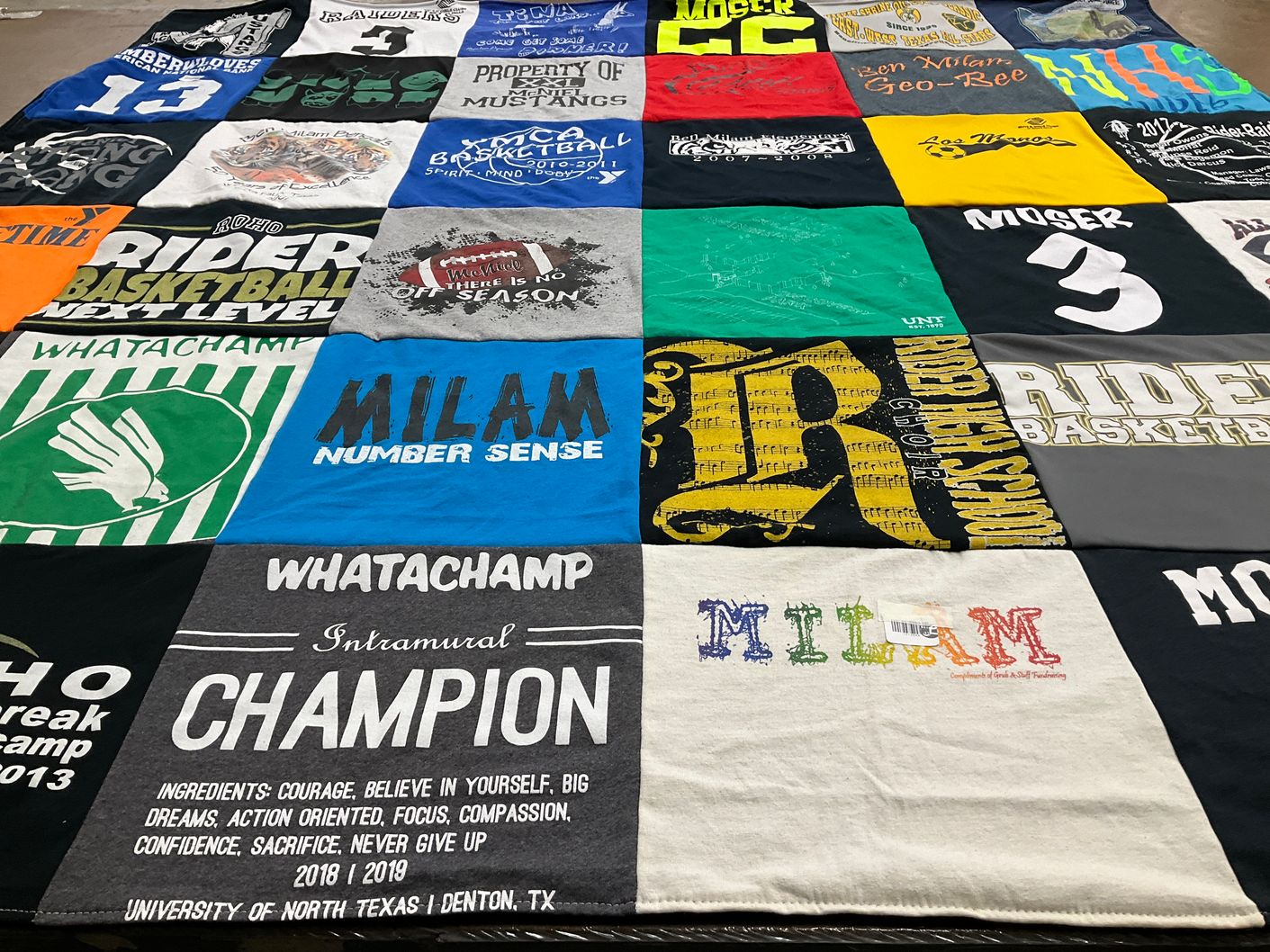 T-shirt quilt featuring rider basketball, rider high school by Mallory from TX