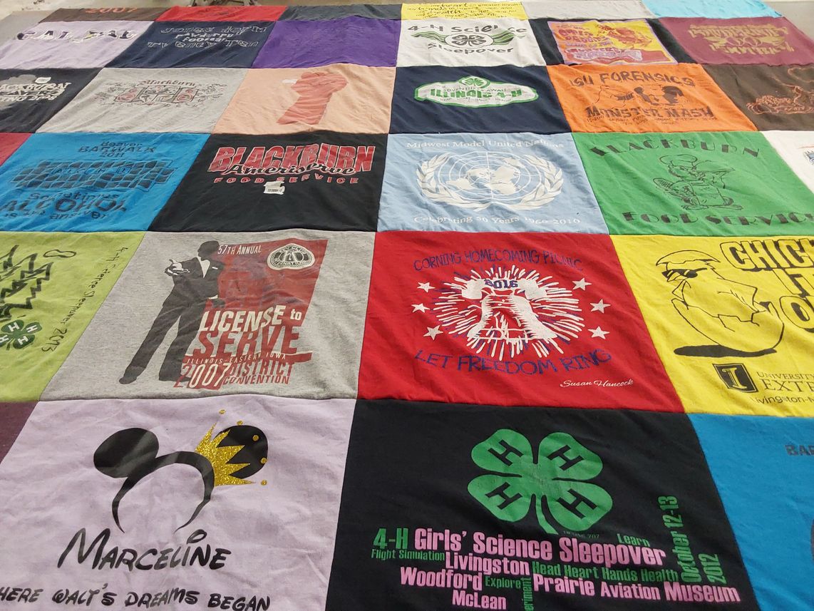 T-shirt quilt from university of illinois, blackburn college by Callie from MO
