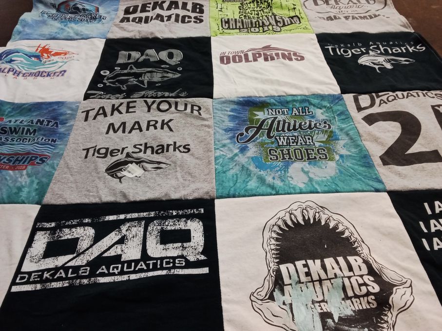 T-shirt quilt featuring dekalb aquatics tiger sharks by Shonali from GA