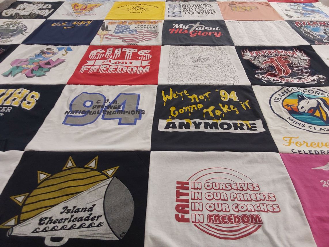 T-shirt quilt featuring miami islander high school cheerleading by Nancy from FL