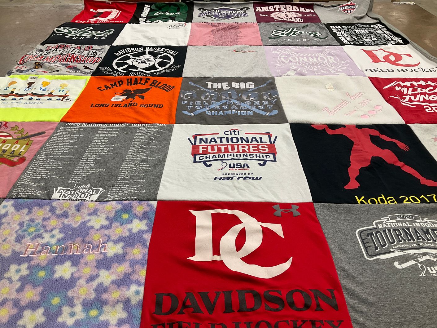 T-shirt quilt featuring davidson college field hockey by Debra from NY