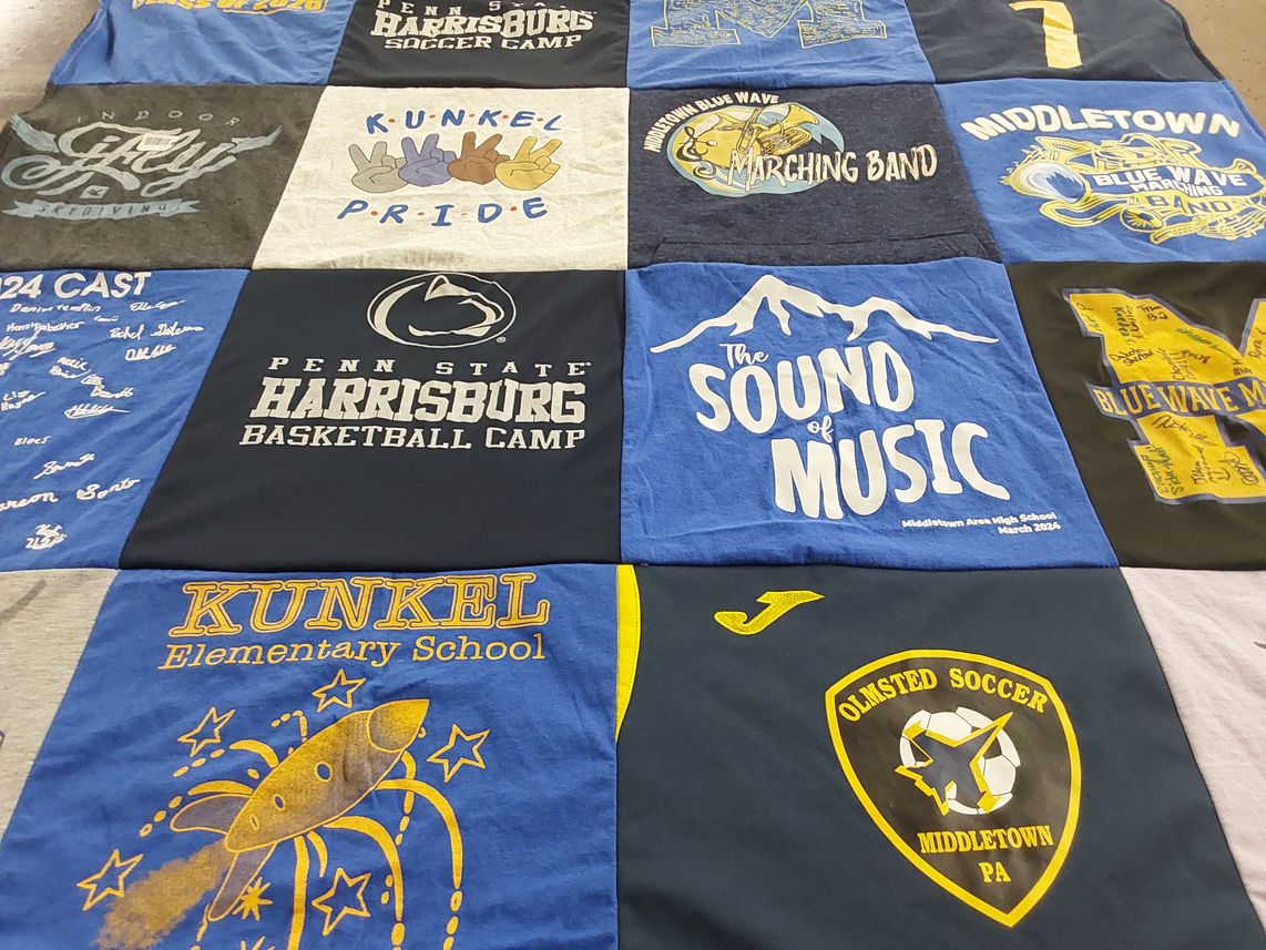 T-shirt quilt featuring harrisburg blue wave marching band, olmsted soccer middletown pa by Melissa from PA