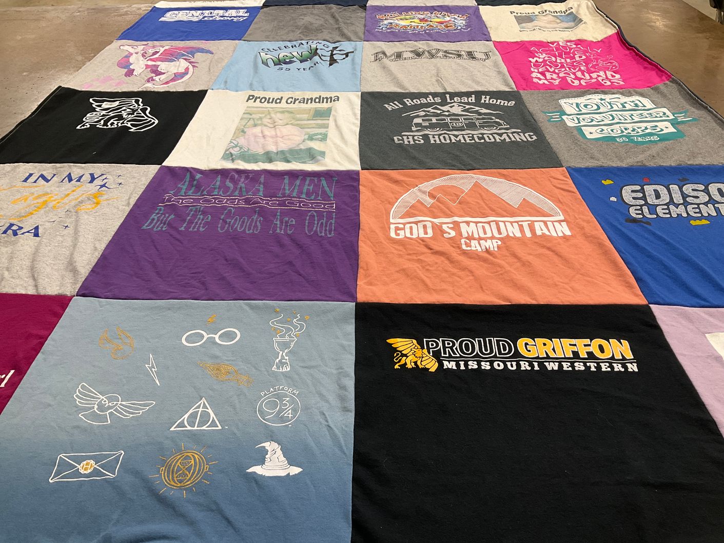 T-shirt quilt featuring griffons by Carolyn from MO
