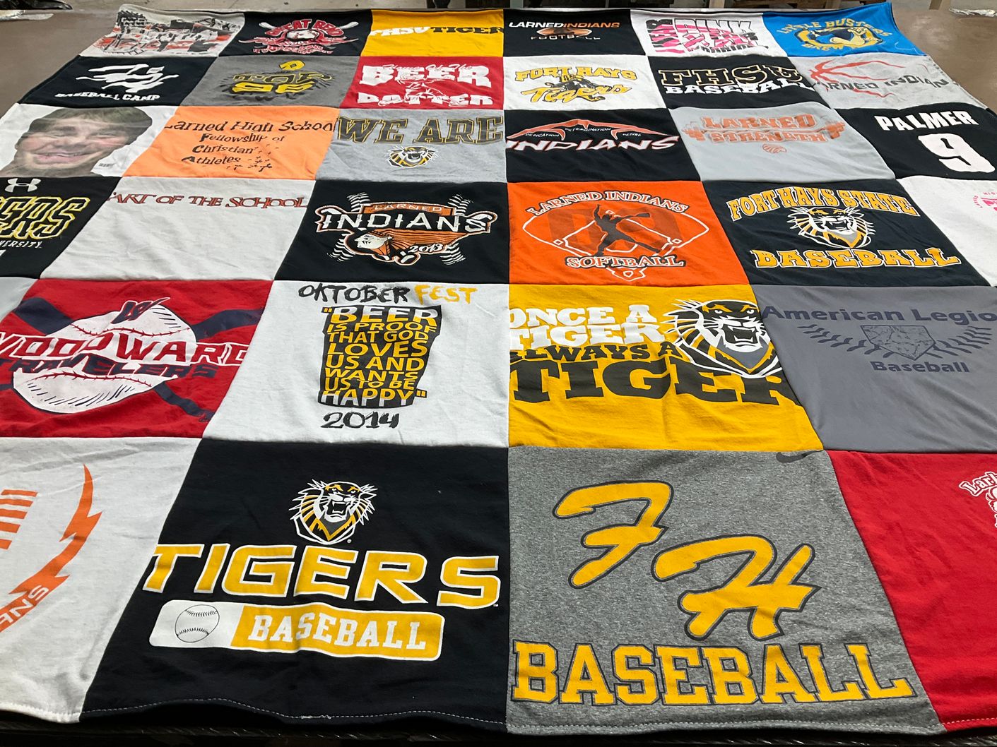 T-shirt quilt featuring fort hays state university baseball, larried indians baseball by Theresa from KS