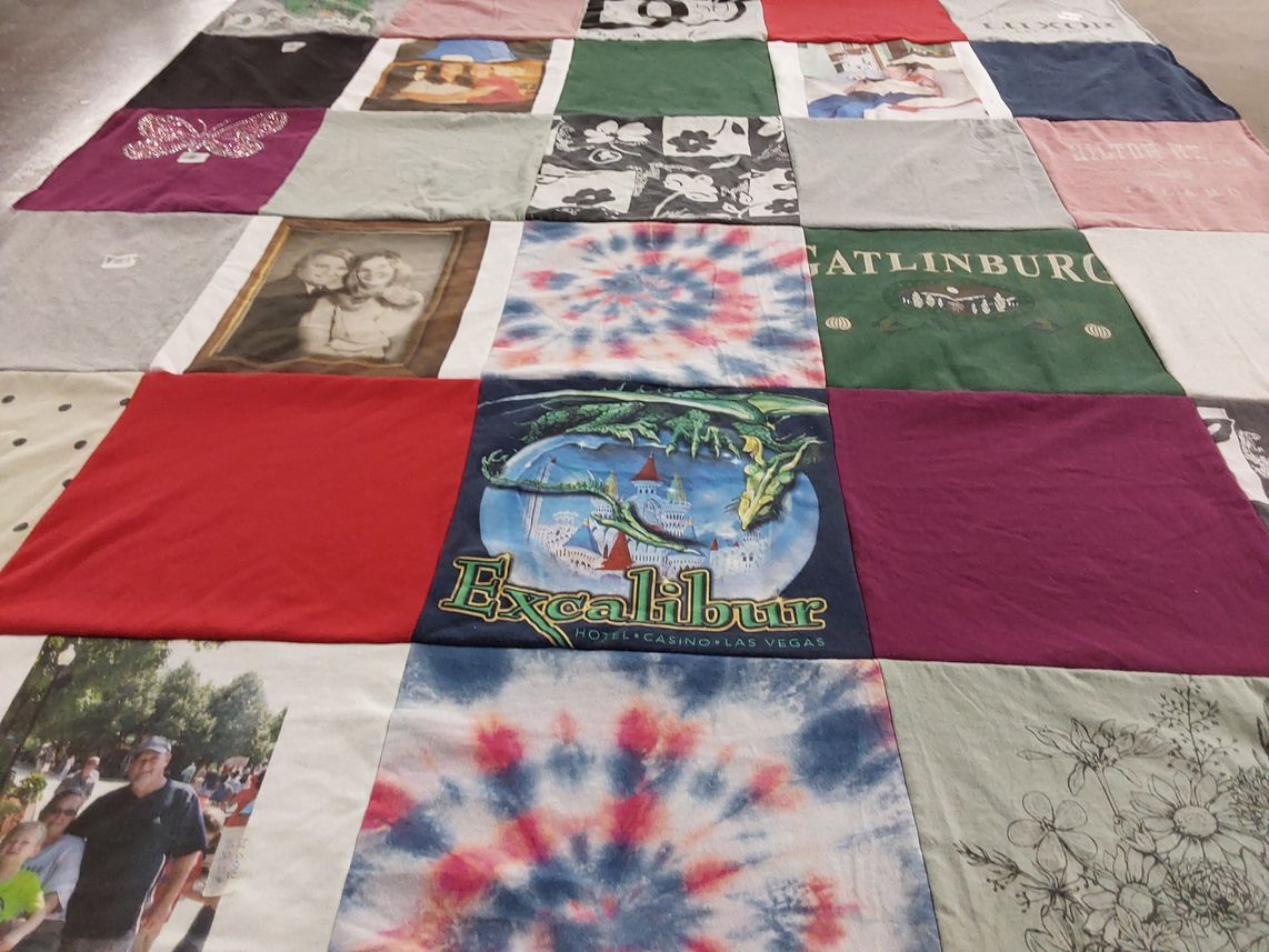 T-shirt quilt with travel, family themes by Kimberly from OH