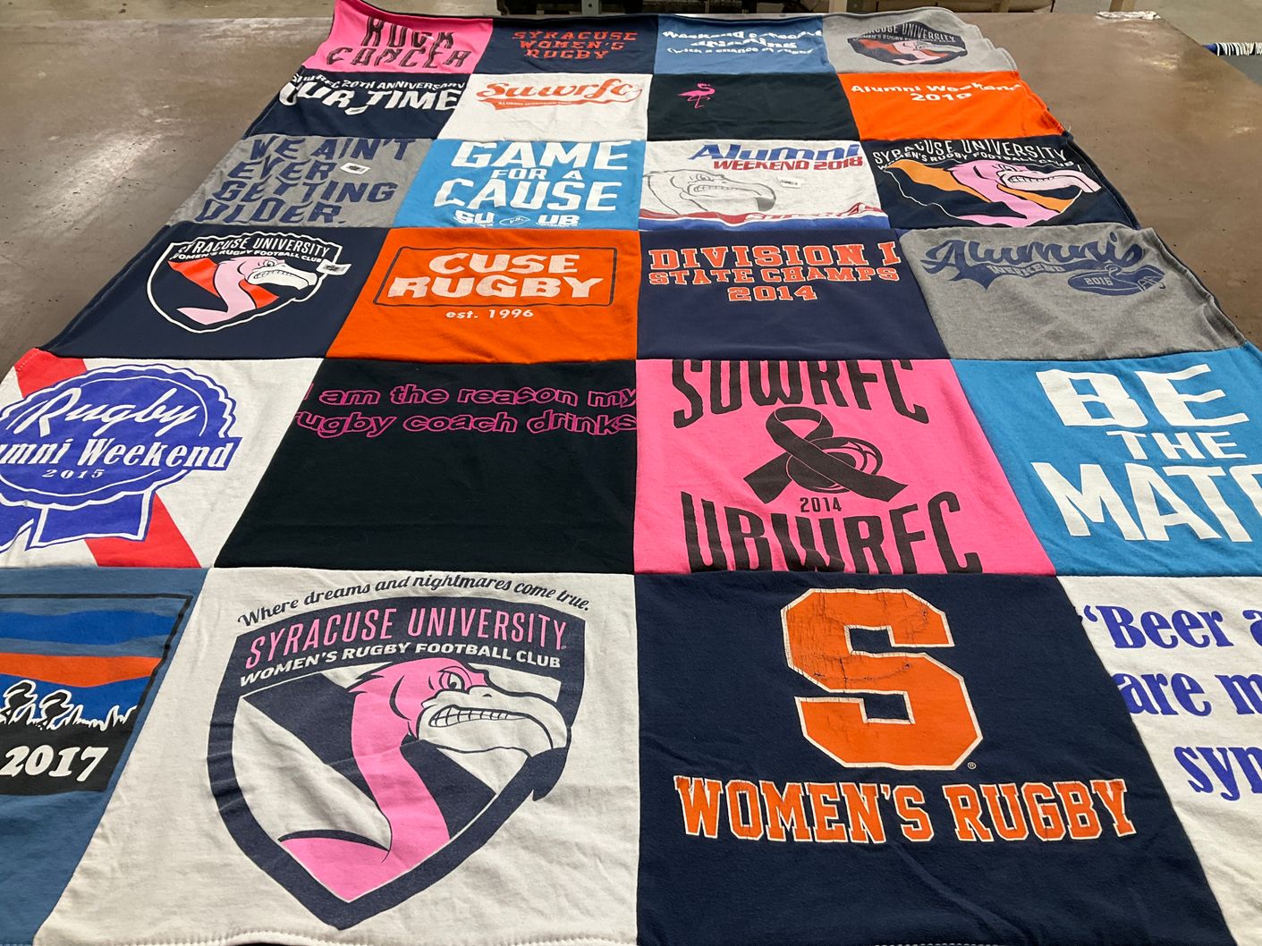 T-shirt quilt featuring syracuse women's rugby by Kate from MA