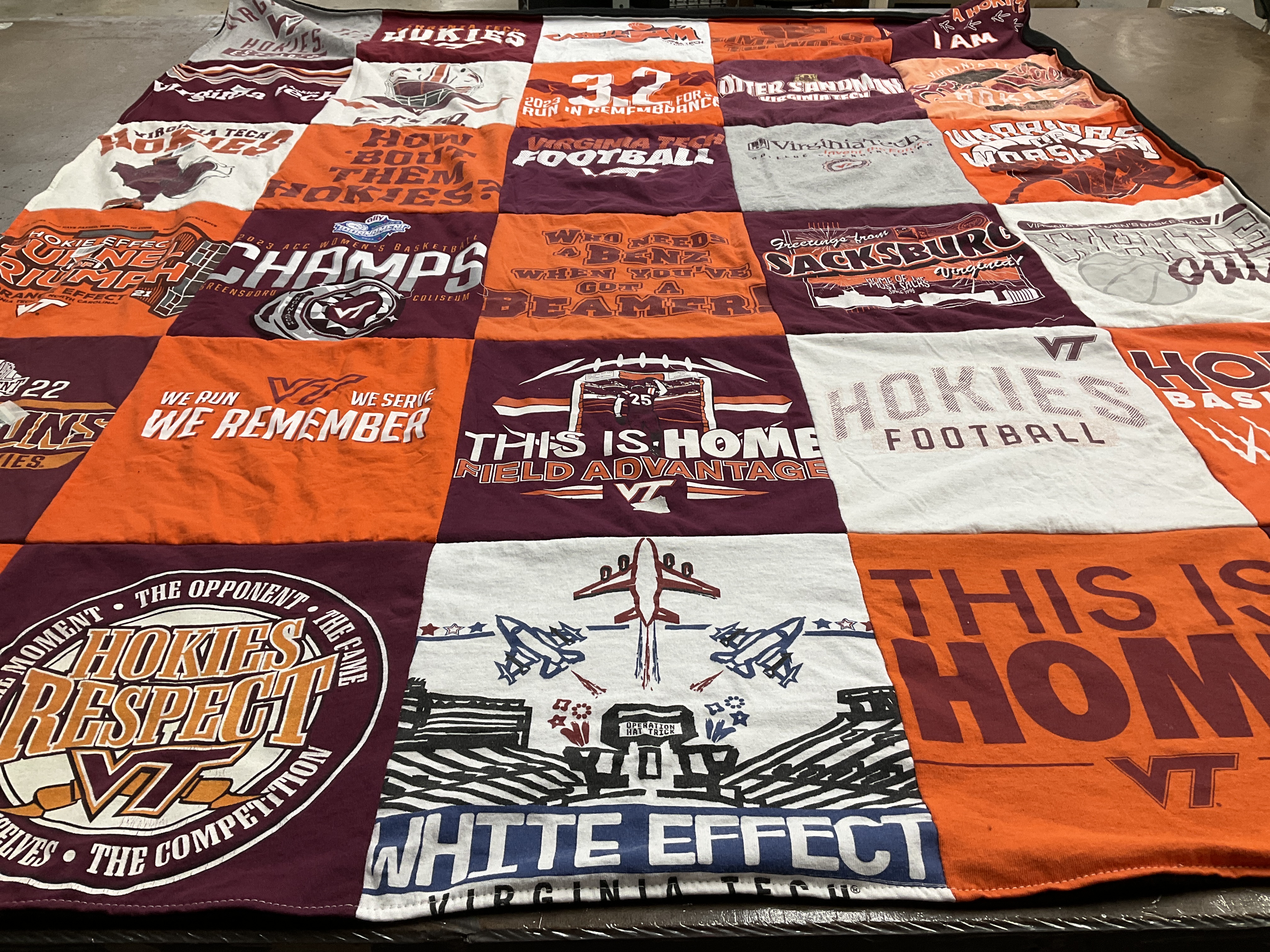T-shirt quilt featuring virginia tech hokies football by Heather from VA