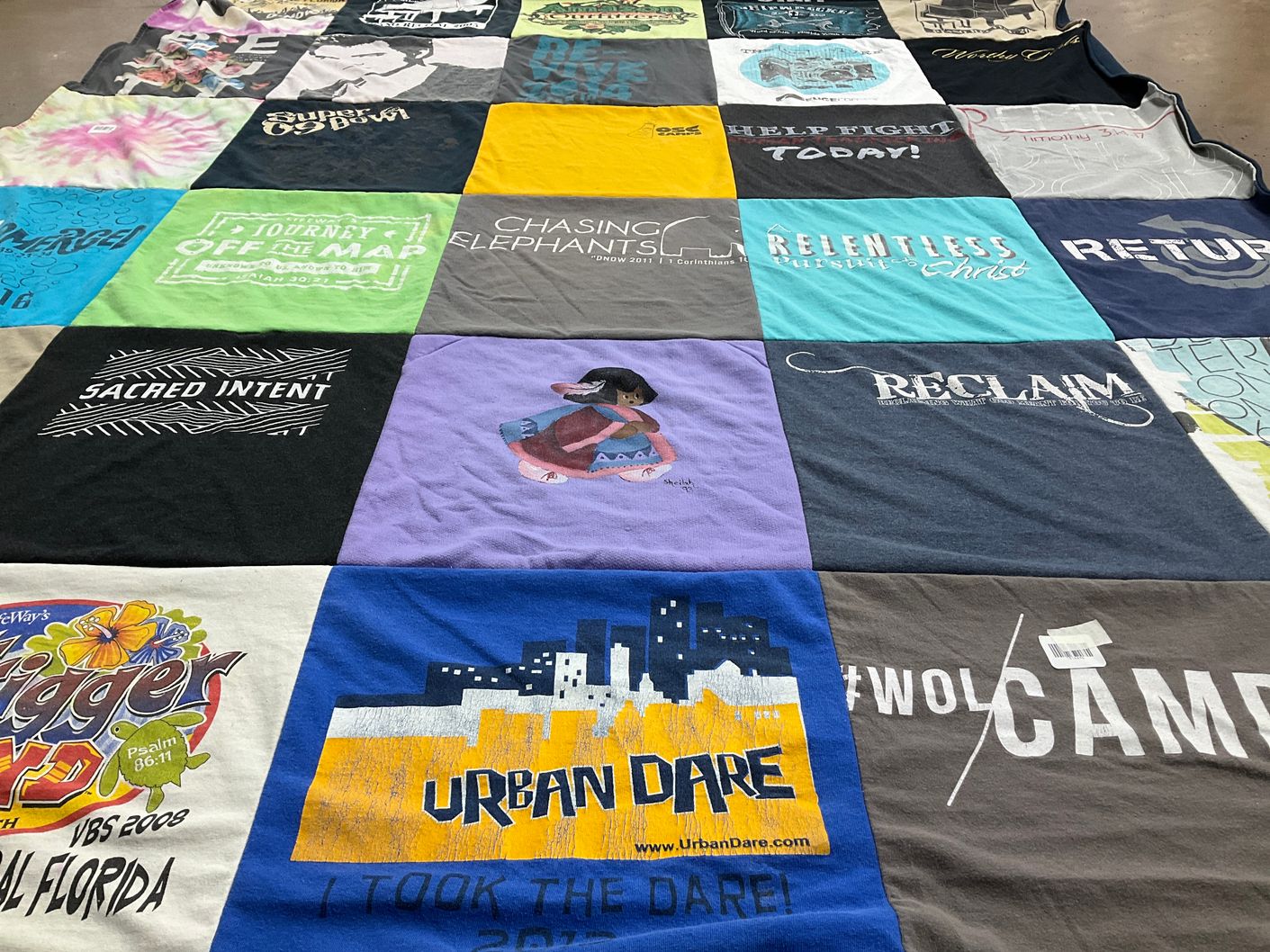 T-shirt quilt with faith, youth themes by Samuelle from NY