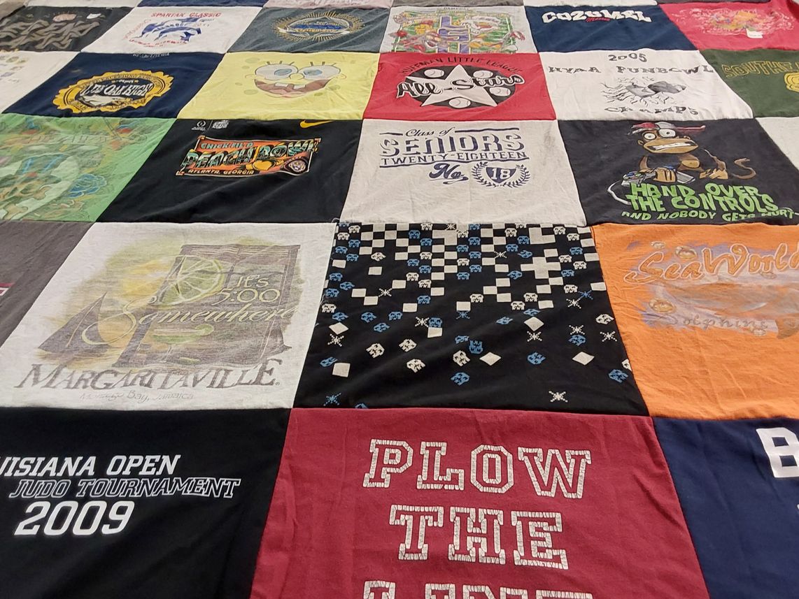 T-shirt quilt with sports, sea life themes by Jennifer from LA