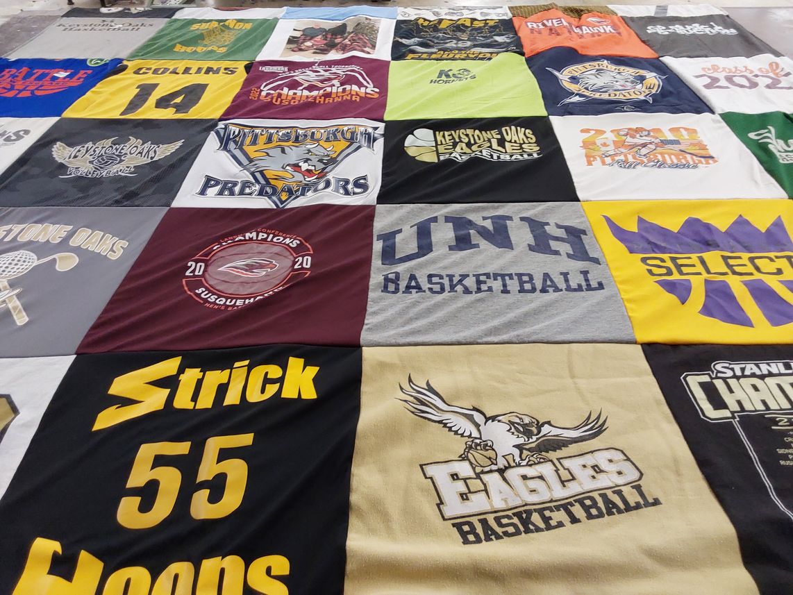 T-shirt quilt featuring keystone oaks eagles basketball by Beverly from PA