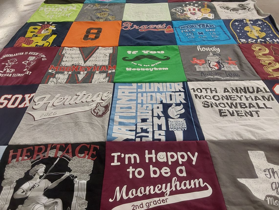 T-shirt quilt from mooneyham elementary school, heritage high school by Dorian from TX