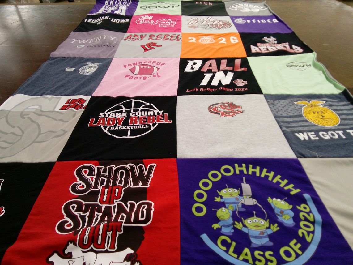 T-shirt quilt featuring lady rebel basketball by Rebecca from IL