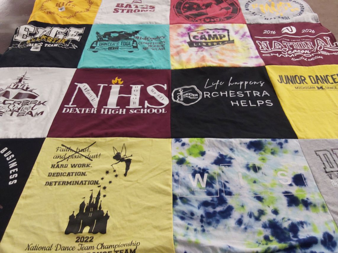 T-shirt quilt featuring dance team by Holly from MI