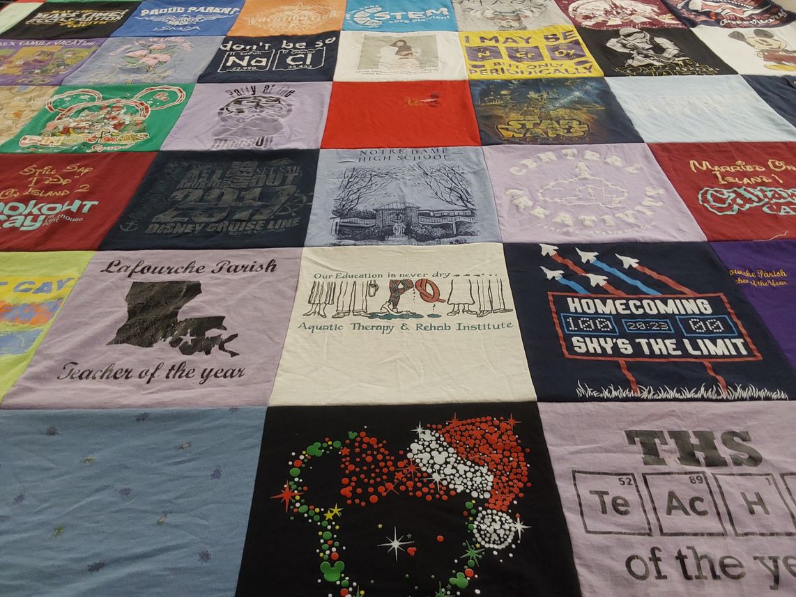T-shirt quilt from notre dame school by BEA from LA