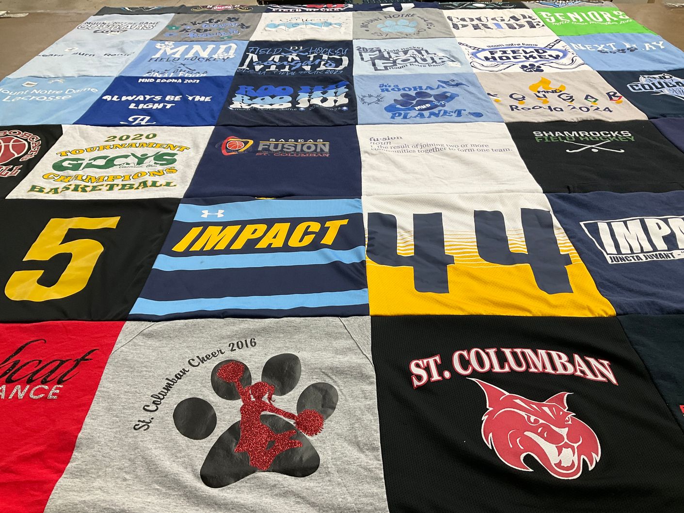 T-shirt quilt from st. columban high school by Yvonne from OH