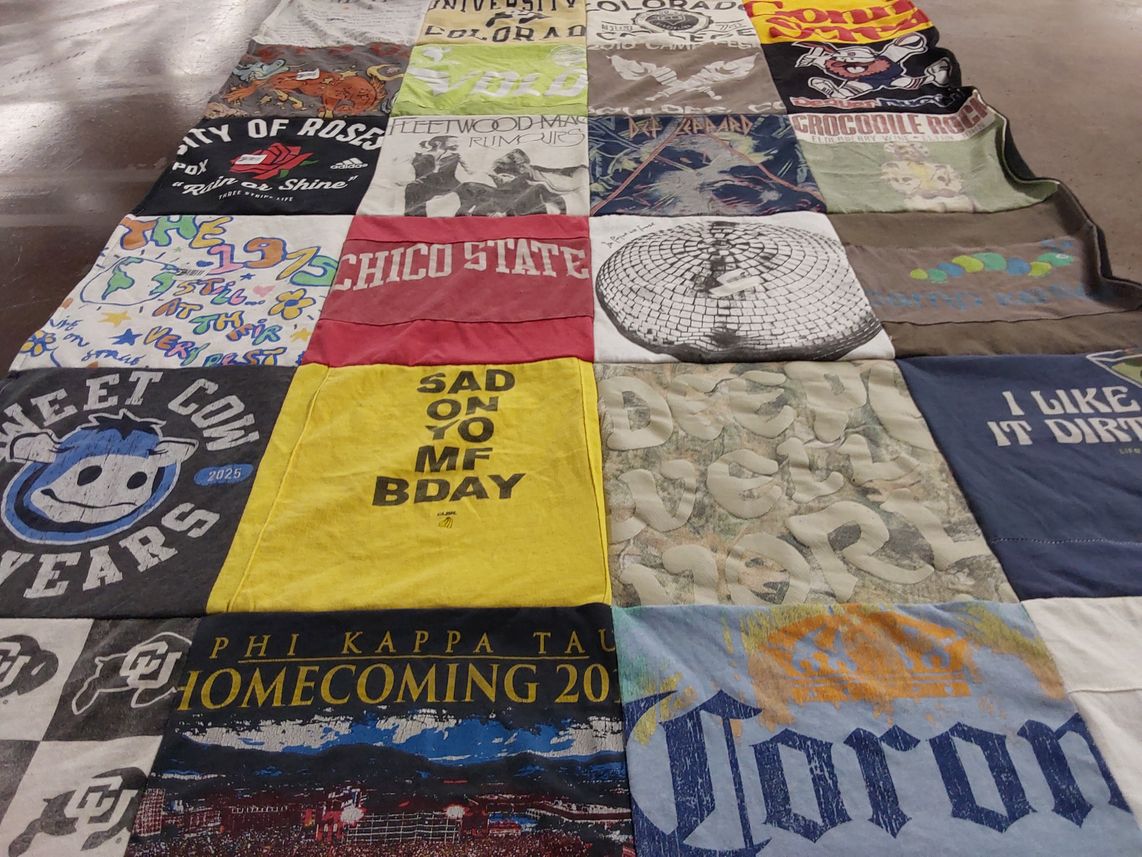 T-shirt quilt from university of colorado, chico state university by Avani from CO