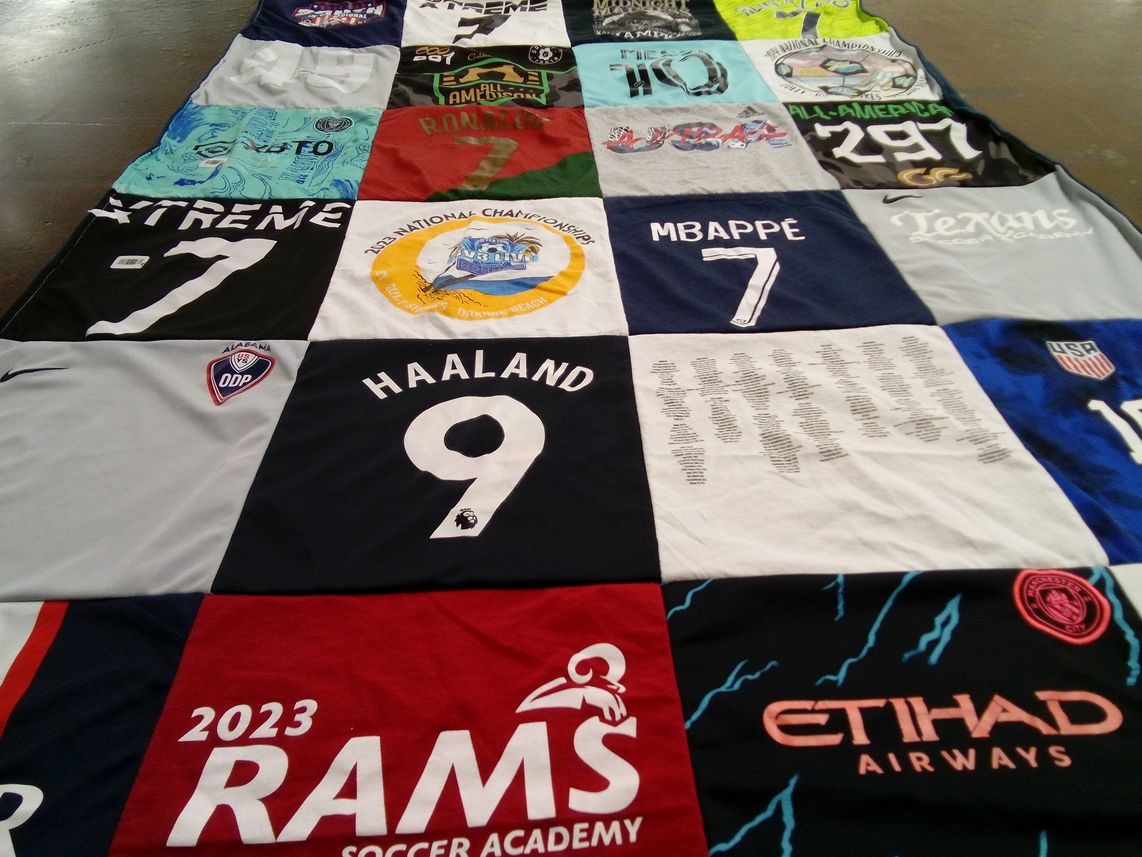 T-shirt quilt featuring rams soccer academy by Gina from FL