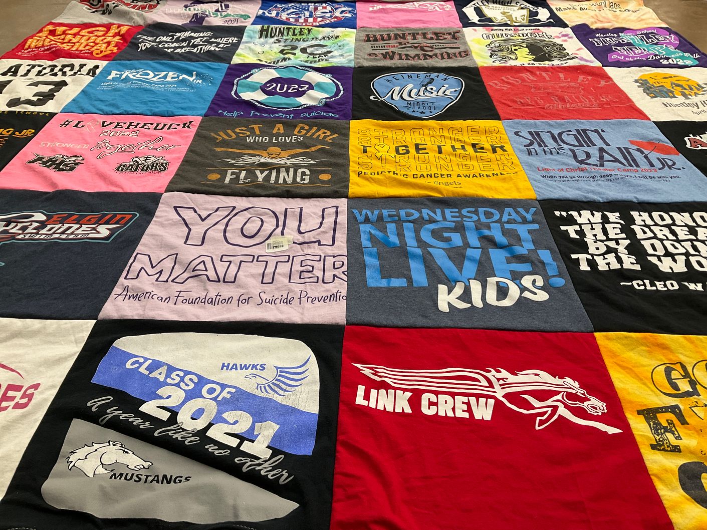 T-shirt quilt from elgin high school by Kristy from IL