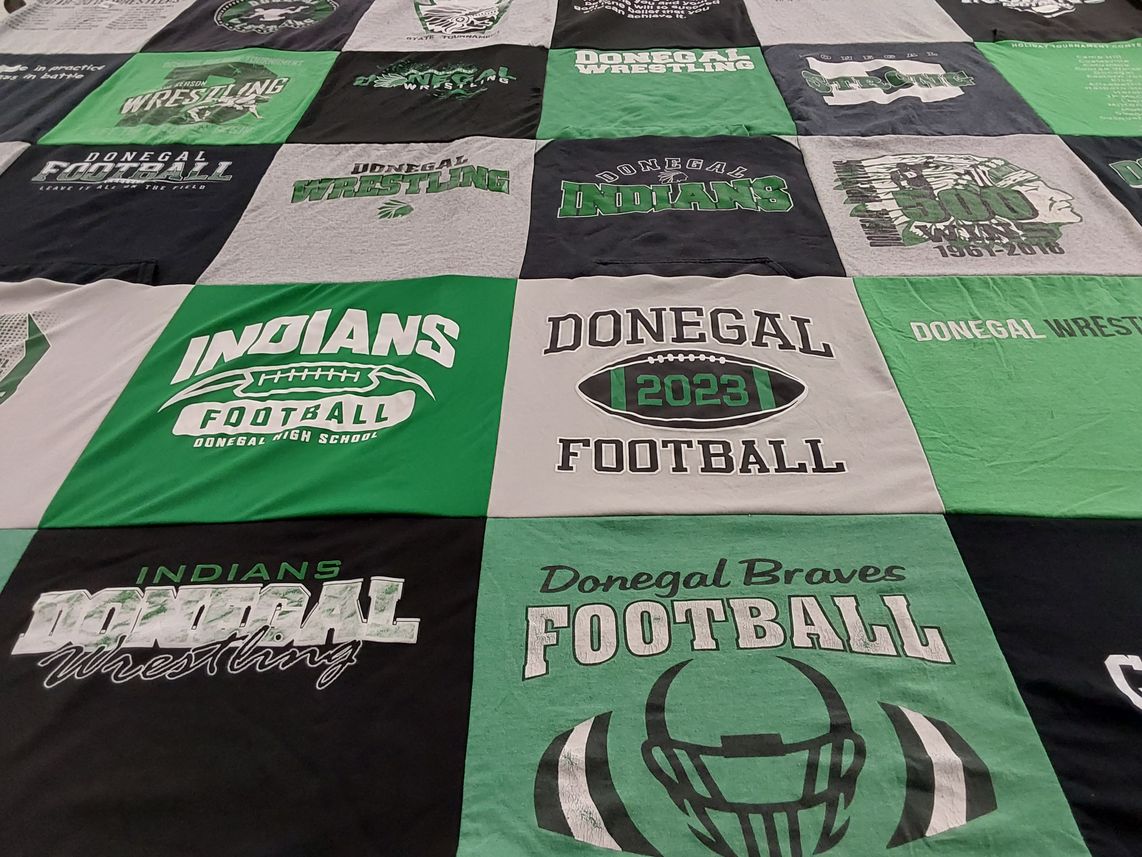T-shirt quilt featuring donegal indians football, donegal braves football by Jeanne from PA