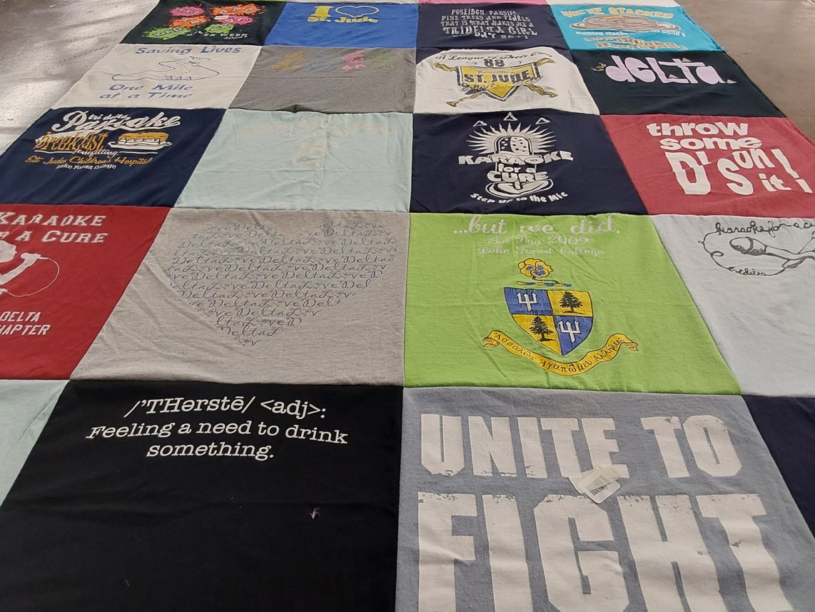 T-shirt quilt from lake forest college by Kylie from WI