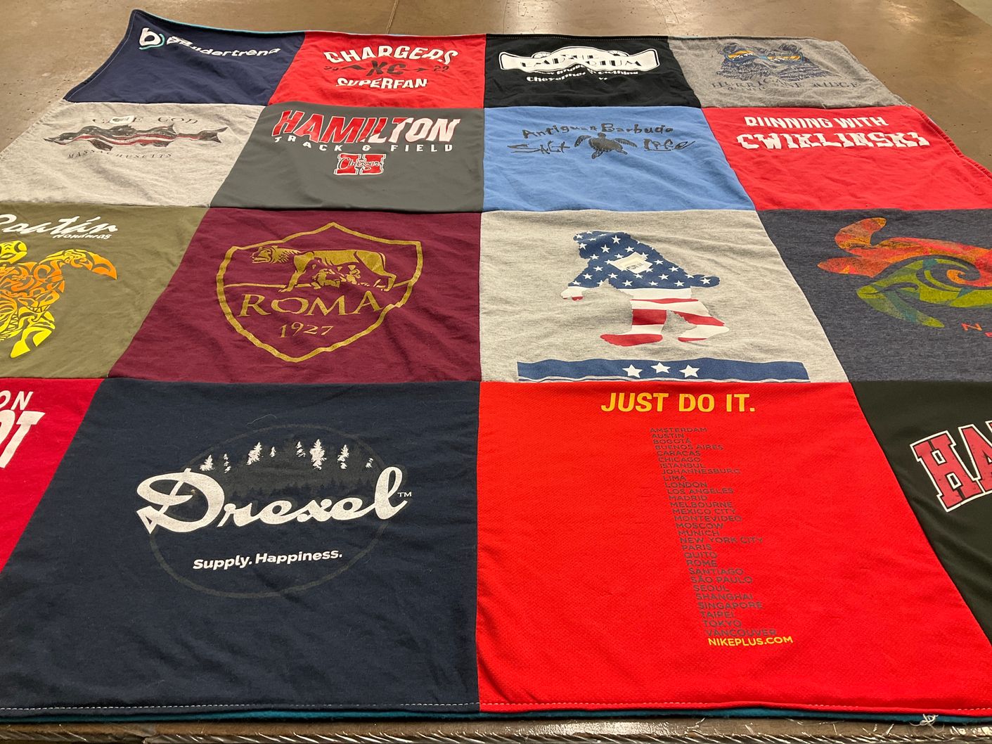T-shirt quilt featuring chargers by David from WI