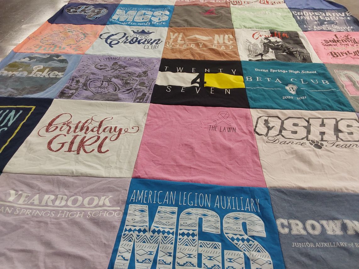 T-shirt quilt featuring ocean springs high school dance team by Tracie from MS