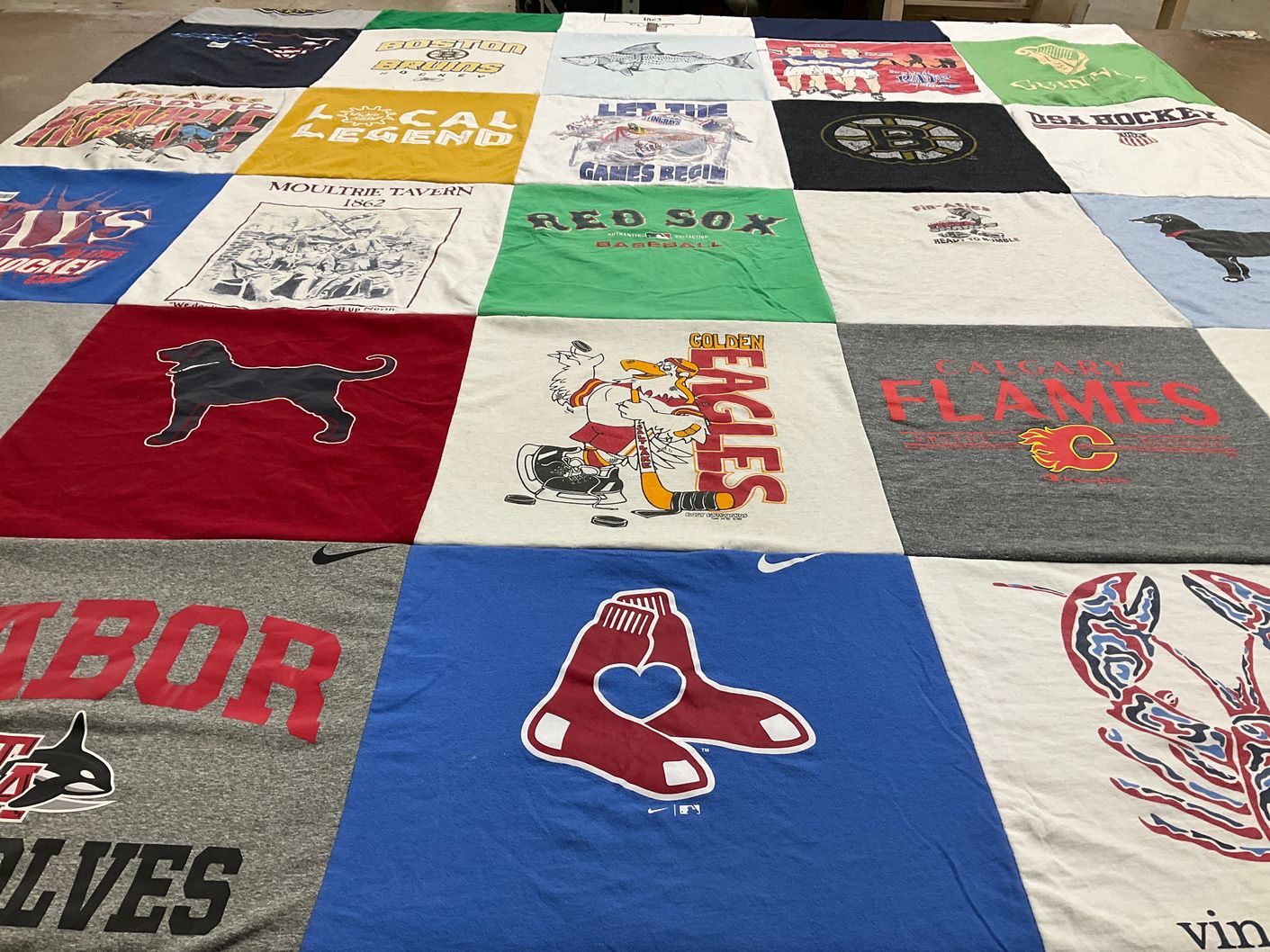 T-shirt quilt featuring boston red sox, calgary flames by Gary from SC