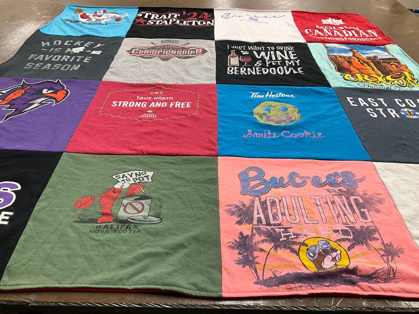 T-shirt quilt featuring halifax mooseheads by Jennifer from IN