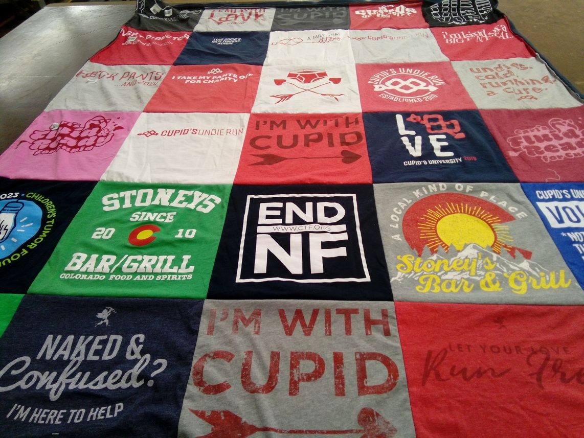 T-shirt quilt from cupid's university by Christine from CO