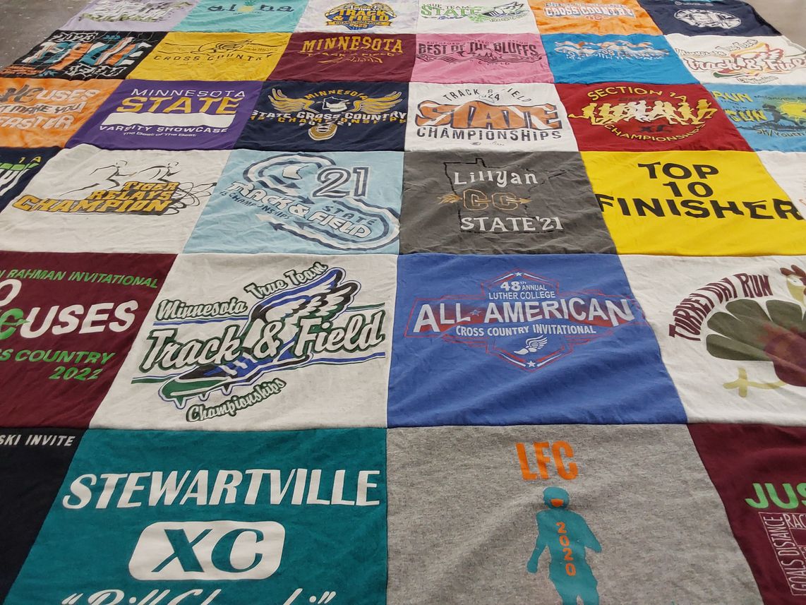 T-shirt quilt featuring stewartville cross country, minnesota track and field by Lillyan from MN