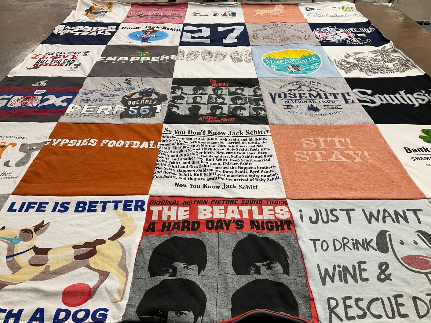 T-shirt quilt with animals, dogs themes by Brandi from IL