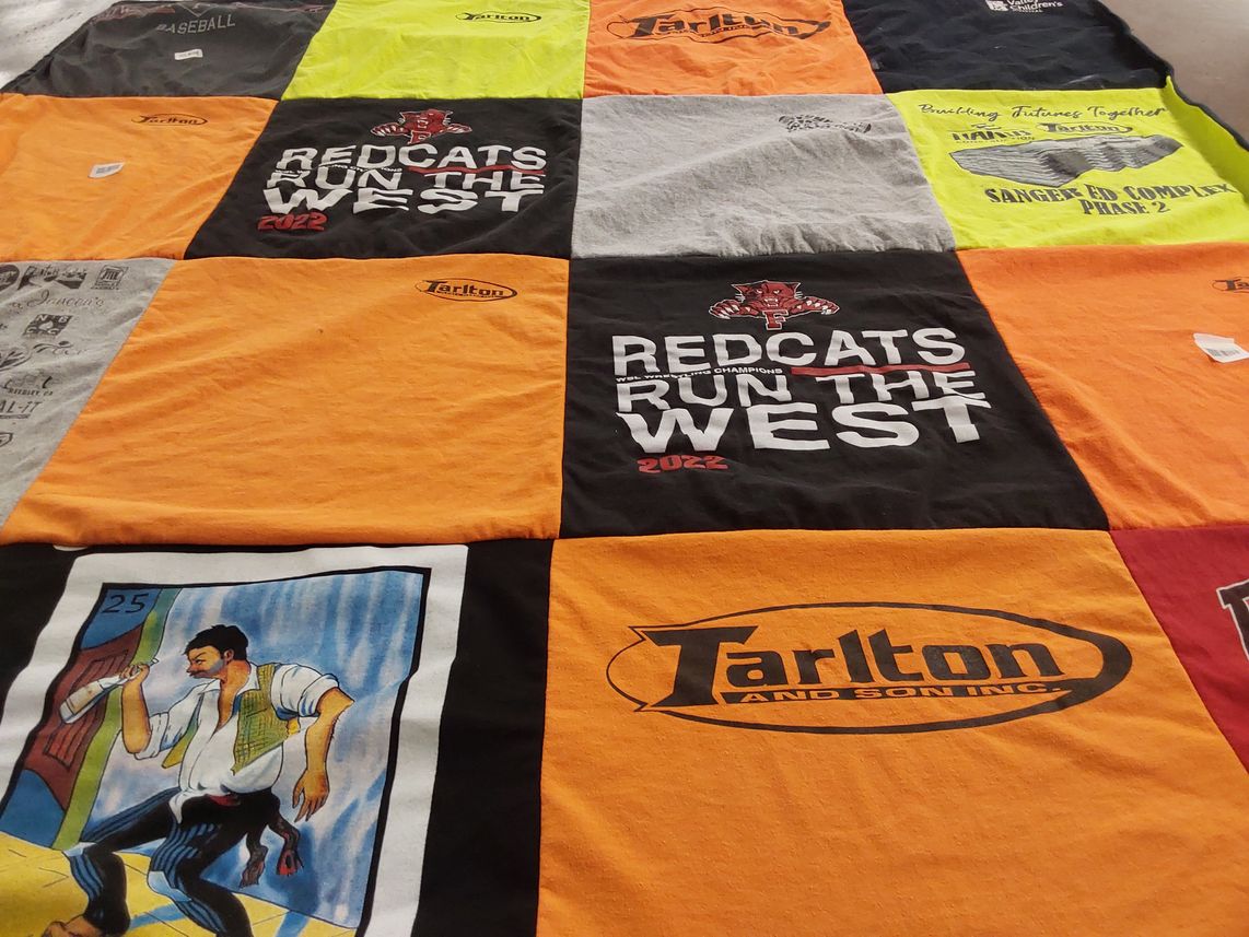 T-shirt quilt featuring sanger high school redcats by Ruby from CA