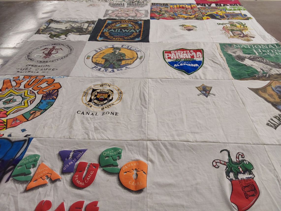 T-shirt quilt with history, geography themes by Tricia from AL