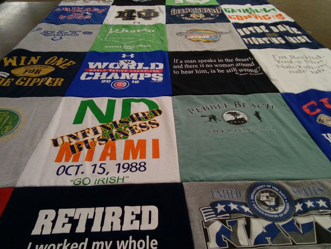 T-shirt quilt featuring chicago cubs, indianapolis colts by Amy from AZ