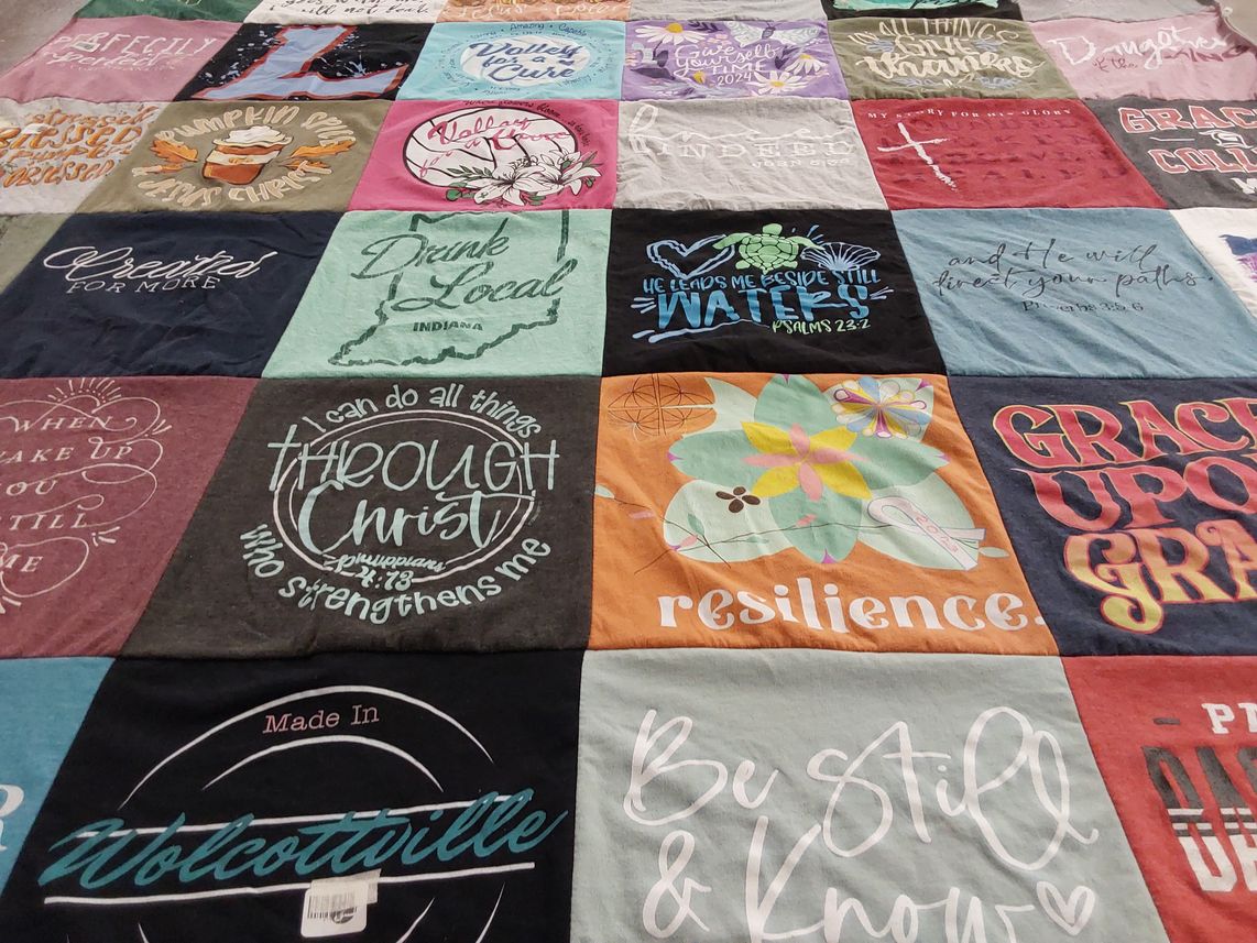 T-shirt quilt with faith, community themes by Elisha from IN