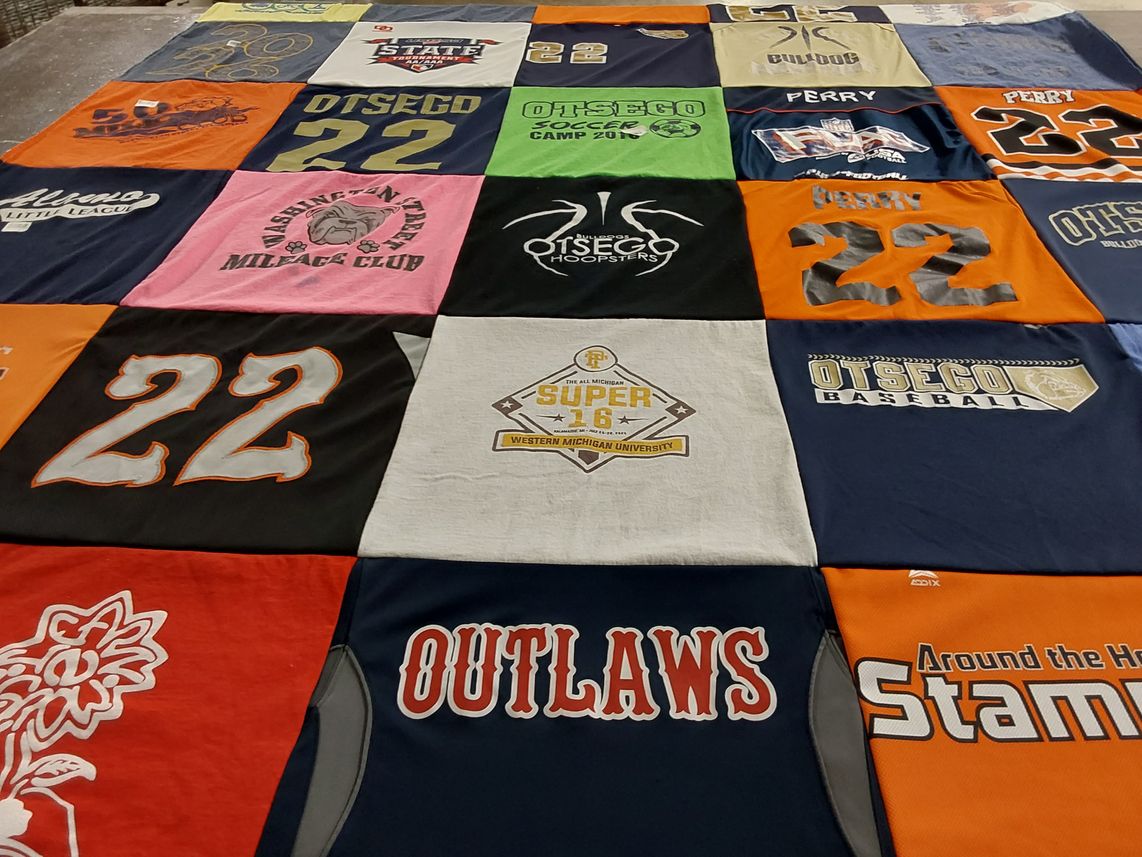 T-shirt quilt from otsego high school, western michigan university by Tanya from MI