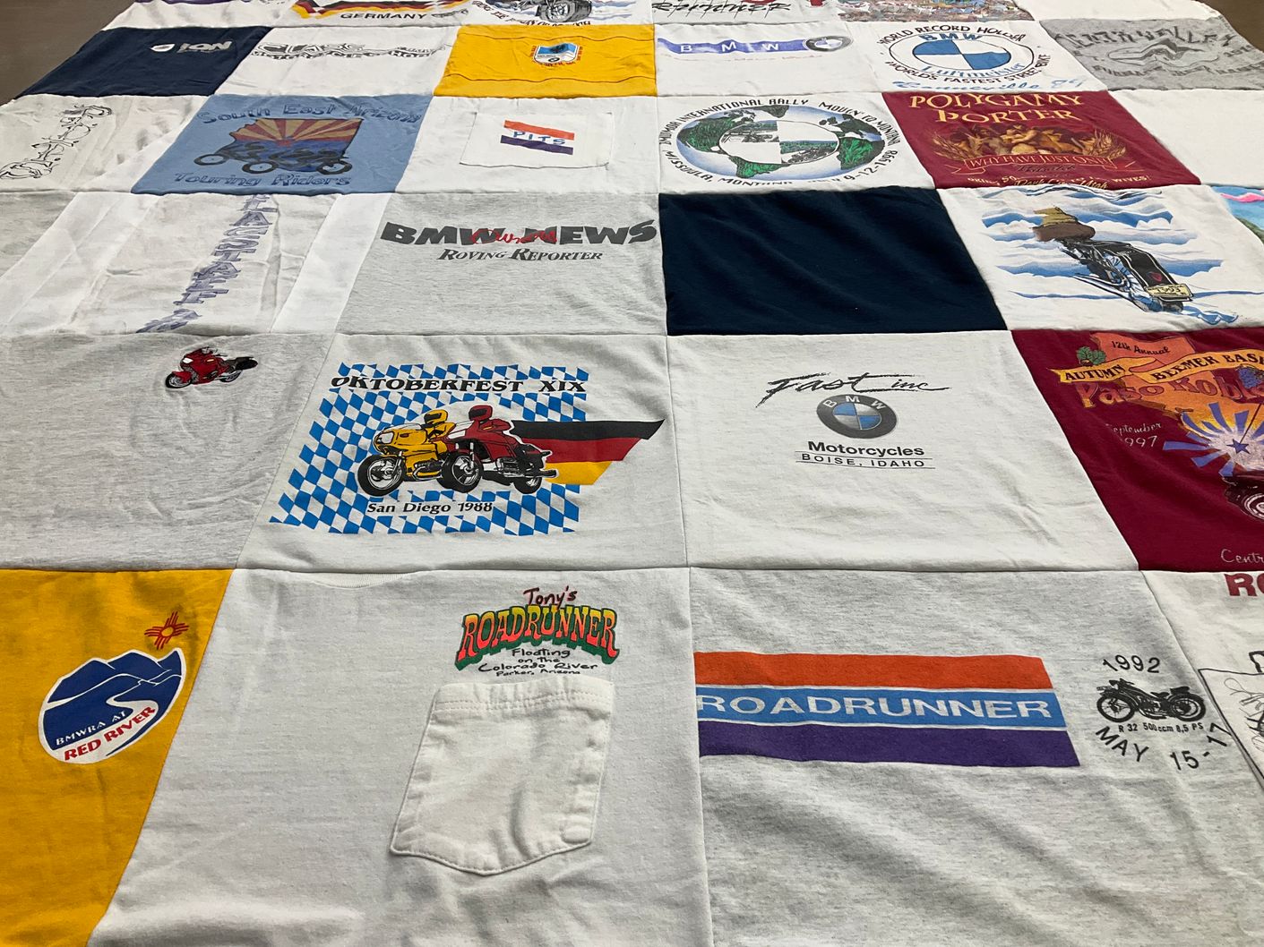 T-shirt quilt with motorcycles, events themes by Stephen from AZ