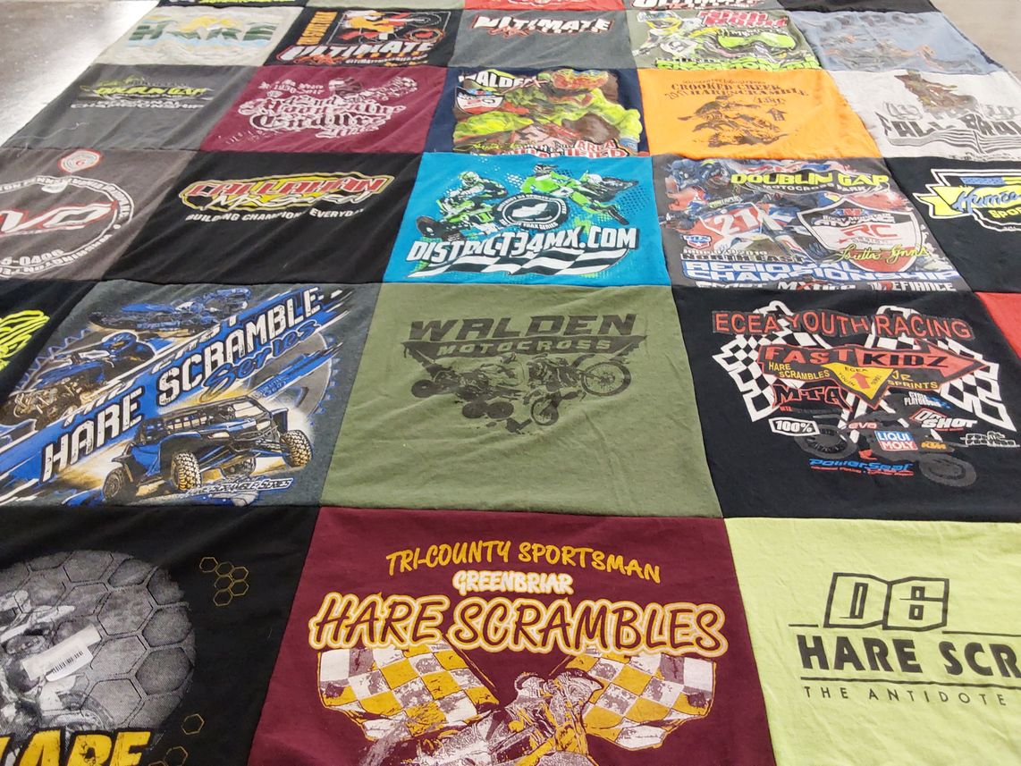 T-shirt quilt with motorsports, racing themes by Deanna from NJ