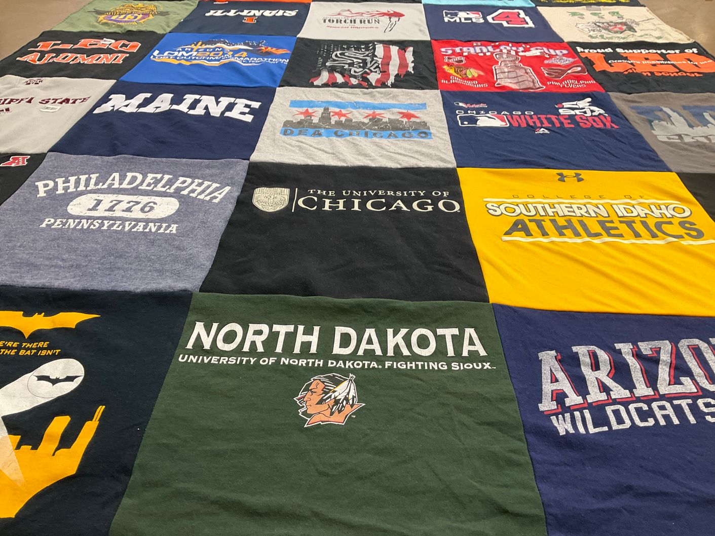 T-shirt quilt featuring arizona wildcats, southern idaho athletics by Brooke from KS