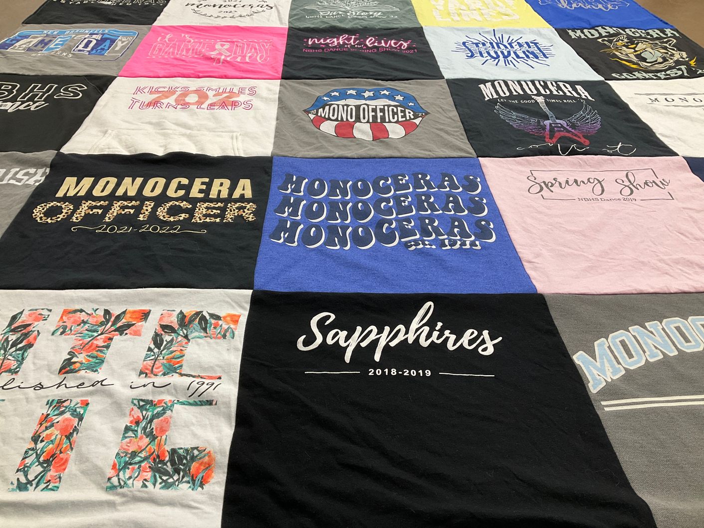 T-shirt quilt from monocera high school by Nancy from TX