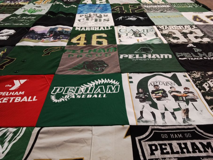 T-shirt quilt featuring pelham high school baseball, pelham high school basketball by Stacey from AL