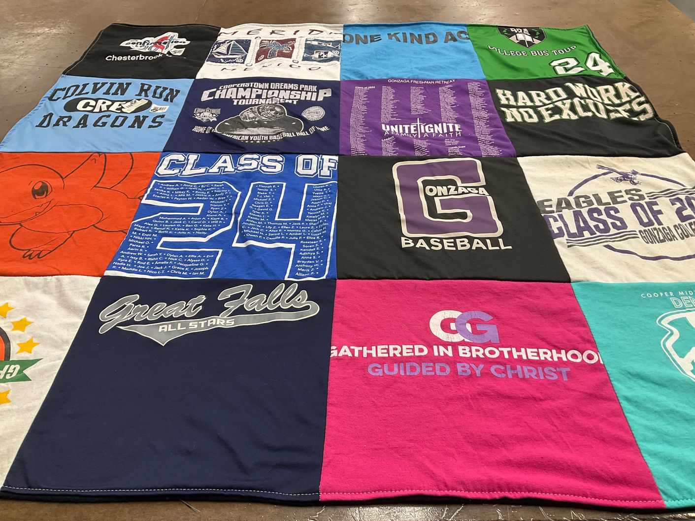 T-shirt quilt featuring gonzaga baseball by Kay from RI