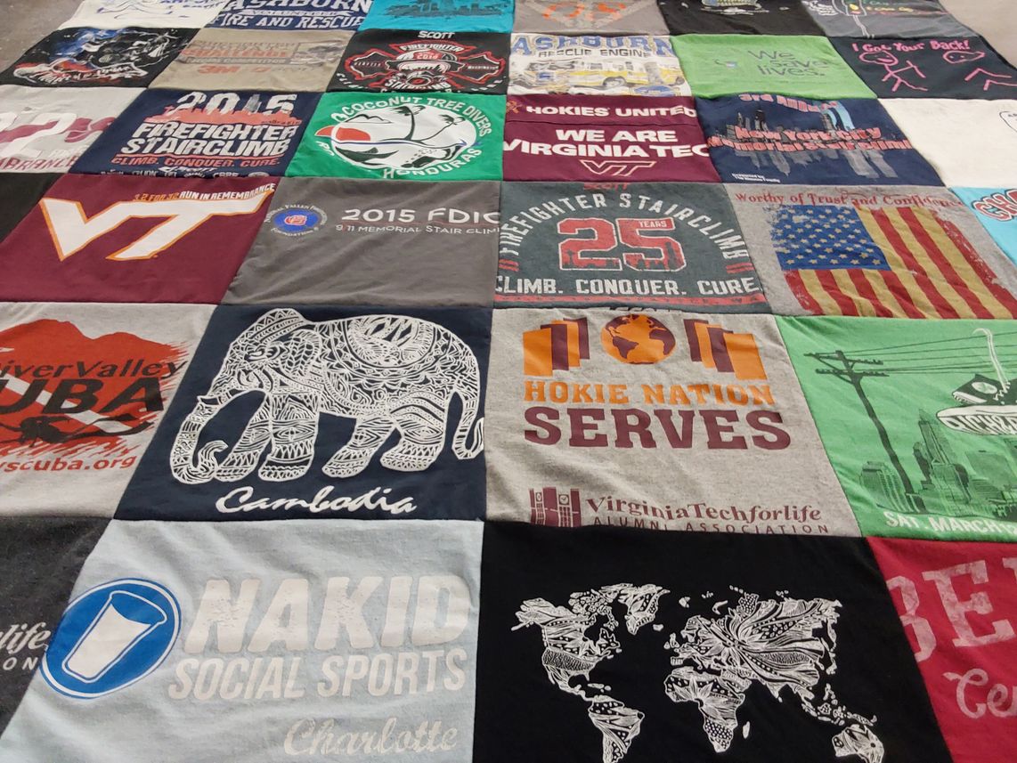 T-shirt quilt featuring virginia tech by Josh from NC