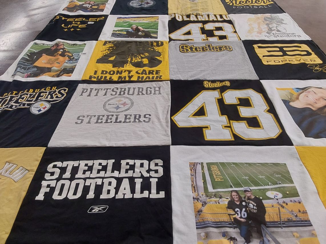 T-shirt quilt featuring pittsburgh steelers by Jamie from GA