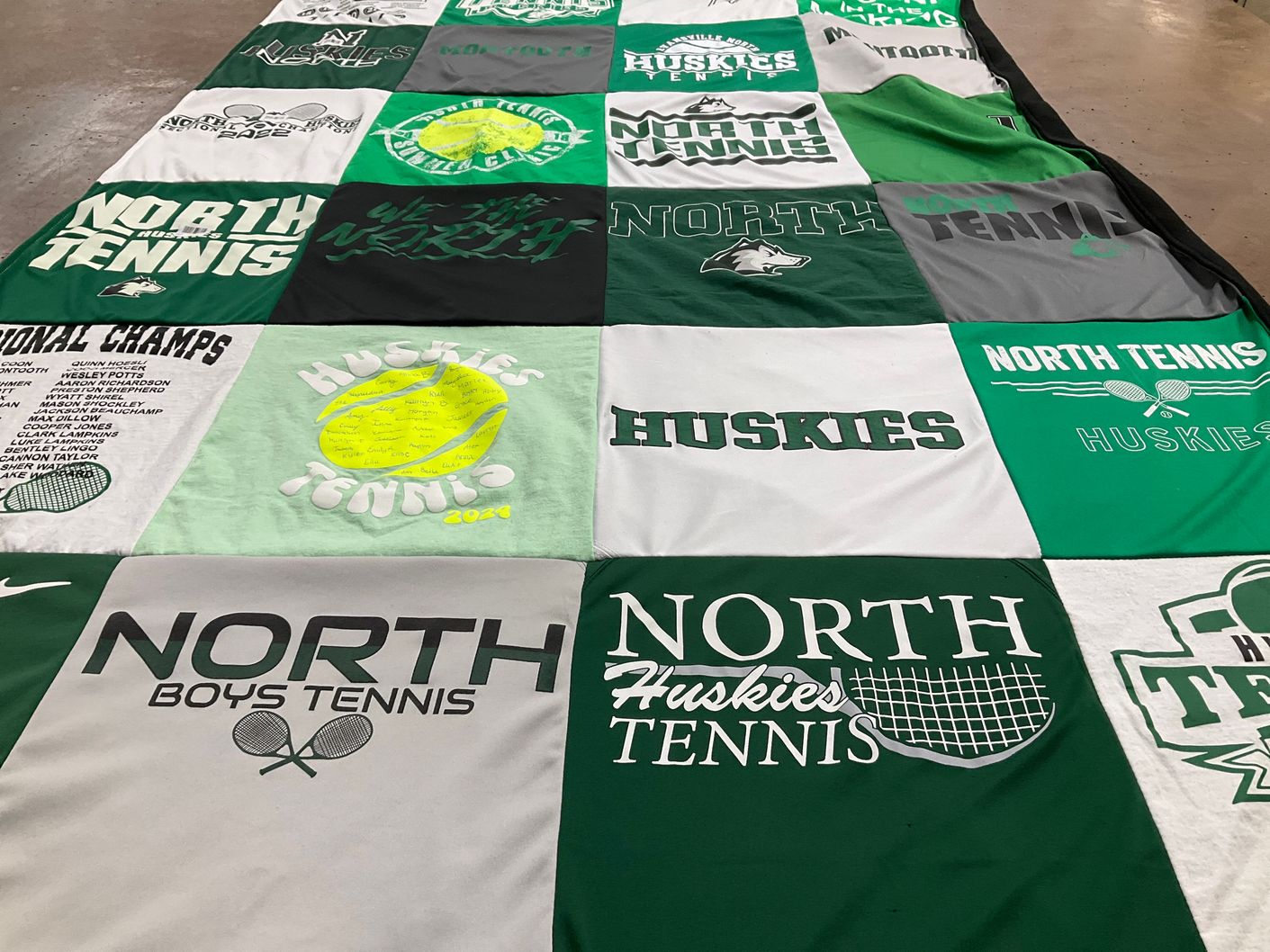 T-shirt quilt featuring north huskies tennis by Alicia from IN