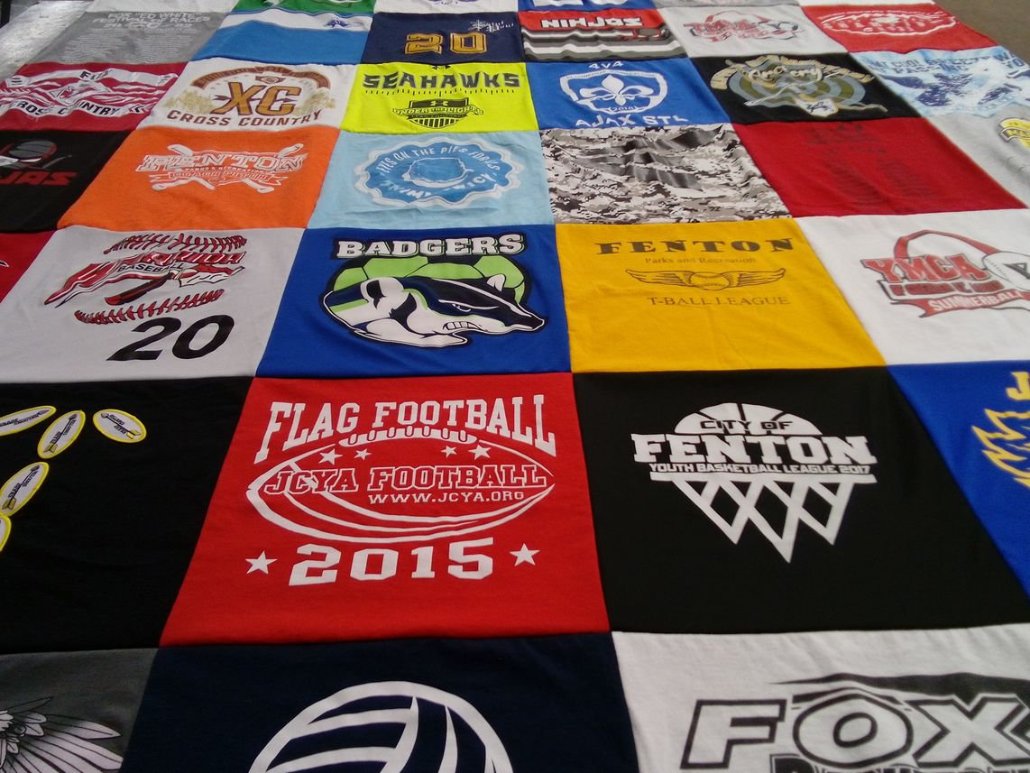 T-shirt quilt featuring fenton youth basketball league, seahawks by Jill from MO