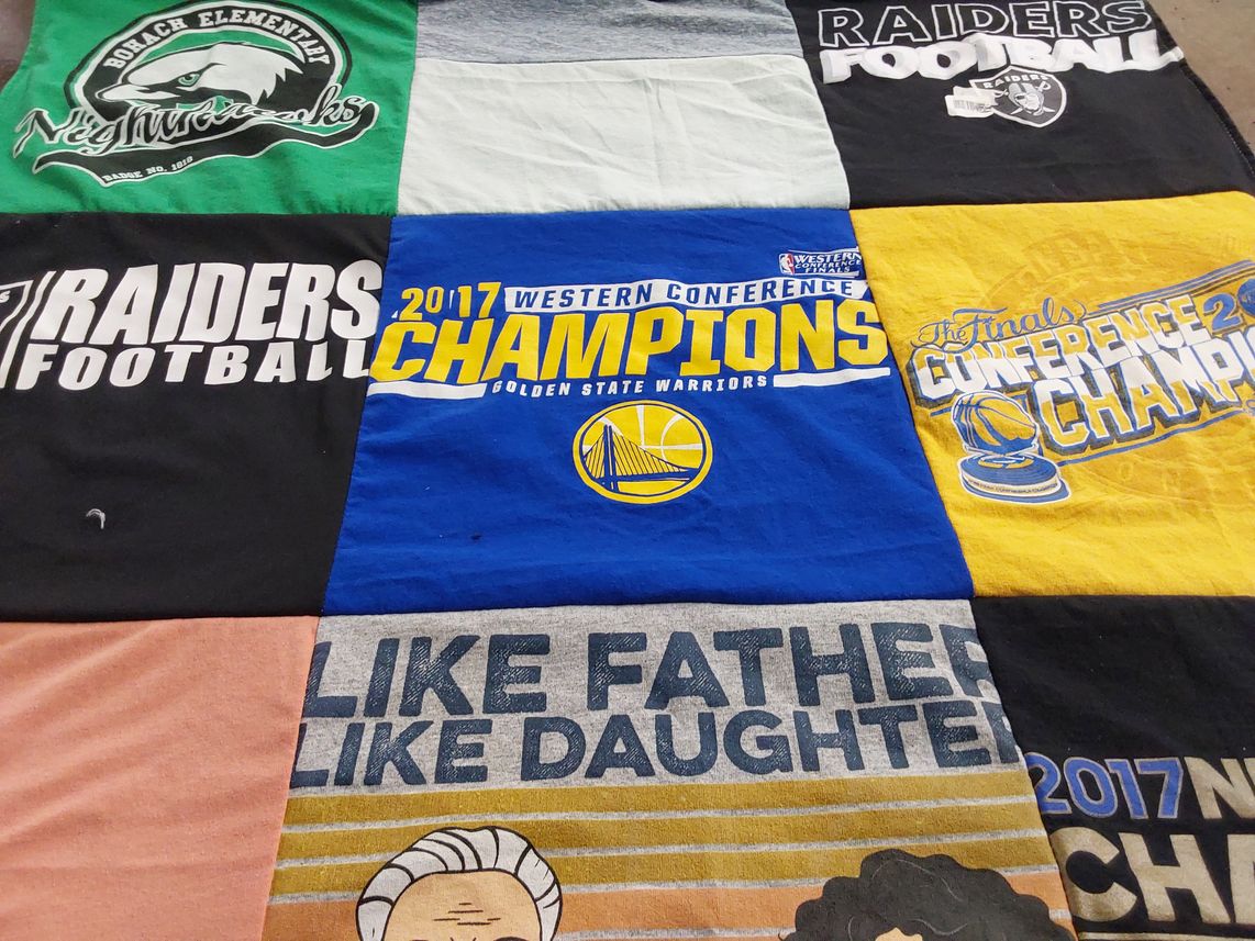 T-shirt quilt featuring golden state warriors by Natalie from NV