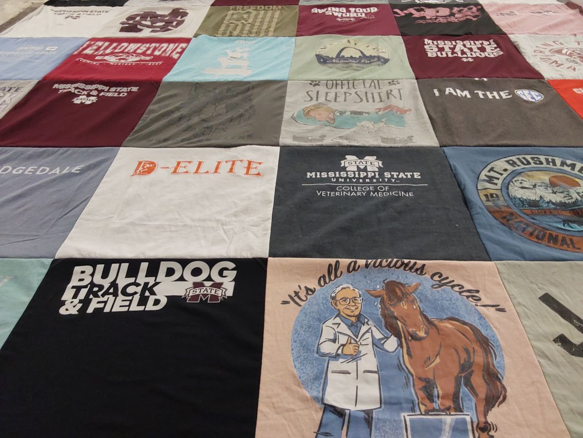 T-shirt quilt featuring mississippi state bulldogs by McKenzie from TN