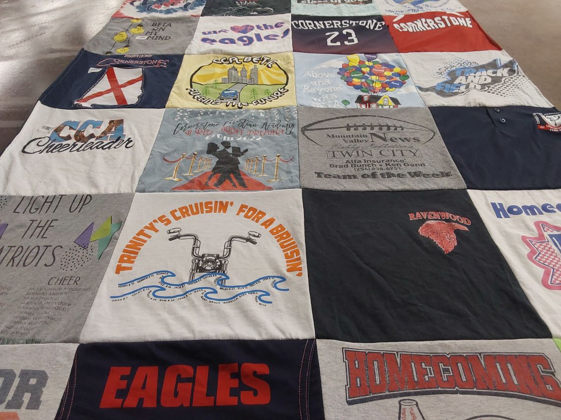 T-shirt quilt featuring eagles team, patriots team by Mary from AL