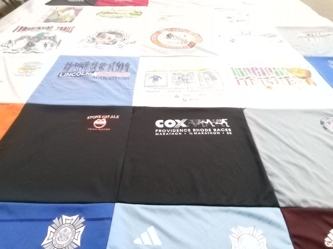 T-shirt quilt with running, marathons themes by Jay from NJ